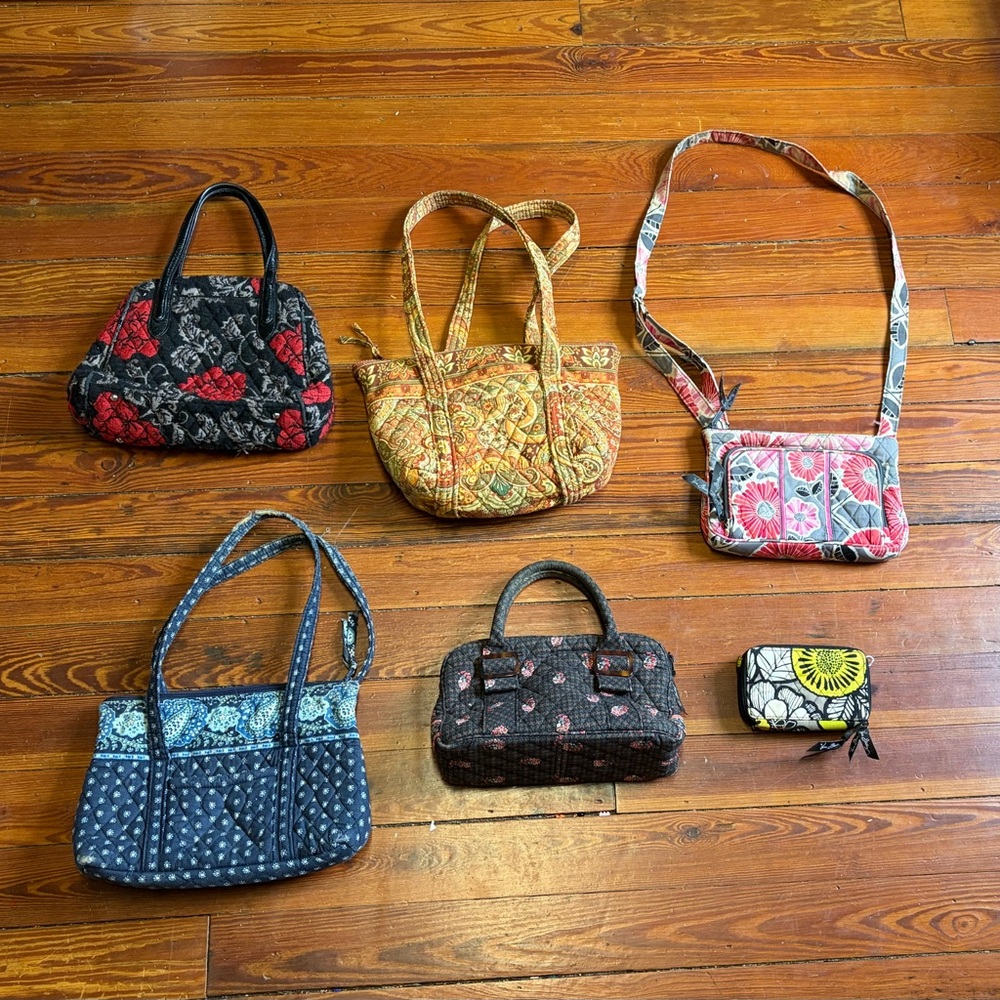 Vera Bradley Lot of 6 Floral Patterned Shoulder Bags Collection